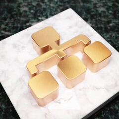 Sitemap icon. Bronze Sitemap symbol on white marble podium.