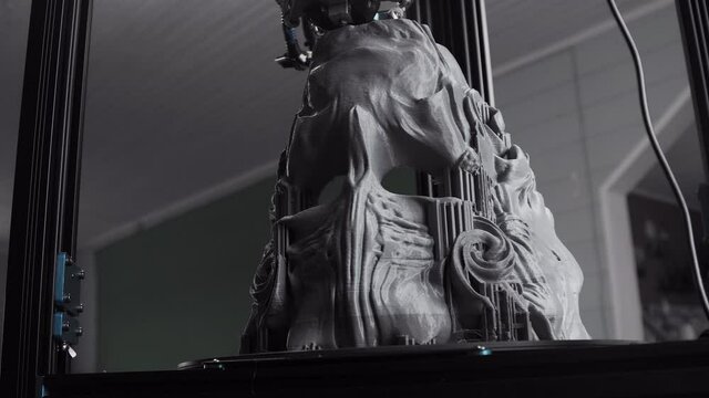 3D printing. Printing a mask on a 3D printer. Printing process.