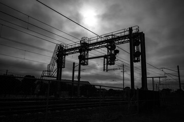 Black and white railway structure