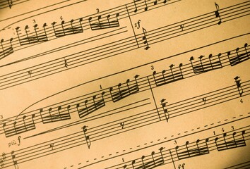 Fototapeta premium Music Notes on Staves Close-Up