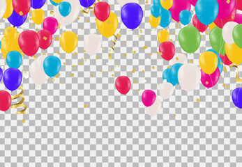 Luxury Colour Glossy Helium Balloons Background. Set of Balloons for Birthday, Anniversary, Celebration Party Decorations. Vector Illustration EPS10