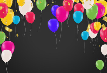 Luxury Colour Glossy Helium Balloons Background with multicolored balloons; festive mood; vector illustration.
