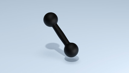 Isolated 3d Illustration of a Cast Iron Dumbbells on a plain blue background. Item for easy cutout. Health and fitness products. Equipments for academy and exercise.
