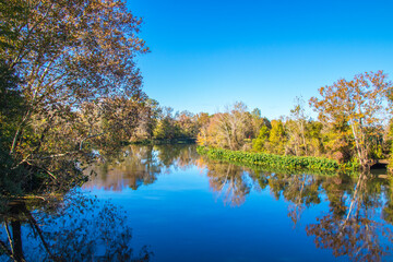 View of the Augusta Canal and clear blue skies