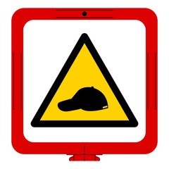 Warning Wear Cap Symbol Sign,Vector Illustration, Isolated On White Background Label. EPS10
