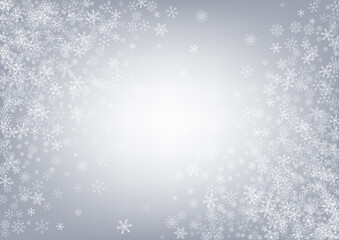 White Snowflake Vector Gray Background. Light 