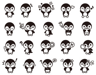 Obraz premium ペンギンのかわいいキャラクターセット-Cute penguins character 