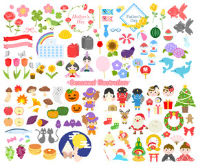 Seasonal material: 四季 春夏秋冬イラスト素材