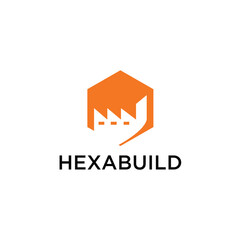 Hexagon Building logo design with simple style