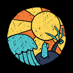 Beach sea nature wild graphic illustration vector art t-shirt design