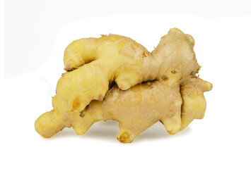 Fresh ginger on white background, herb medical concept(clipping path)