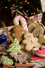 Fototapeta na wymiar Christmas cookies cakes and decoration