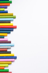 Fototapeta premium Set of Multicolored Oil Pastel Crayons on white background