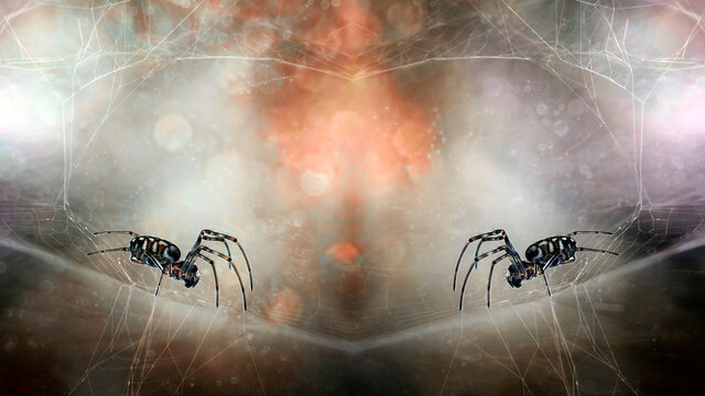 Digital Composite Image Of Spider On Web