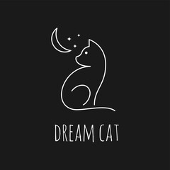 Cat illustration logo line art minimalist design