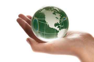 Small globe held by a person