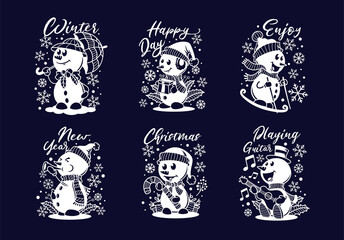 Cute snowman decoration with lettering