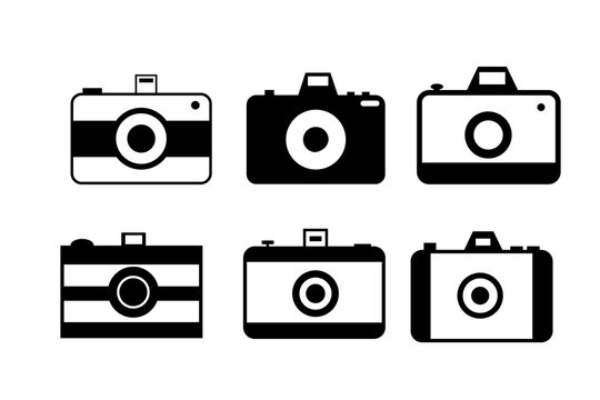 black and white photography camera icon illustration