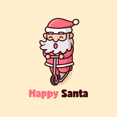 AN HAPPY FACE SANTA CLAUS RIDING A SCOOTER