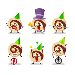 Cartoon character of spiral biscuit with various circus shows