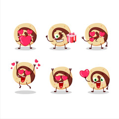 Spiral biscuit cartoon character with love cute emoticon
