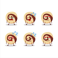 Cartoon character of spiral biscuit with sleepy expression