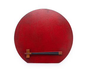 Japanese tray and chopsticks placed on a white background