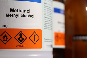 methyl alcohol, a flammable chemical in a laboratory