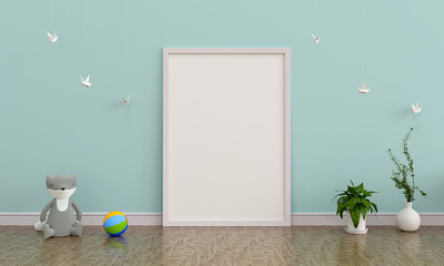 the room interior with frame for mockup, 3d rendering