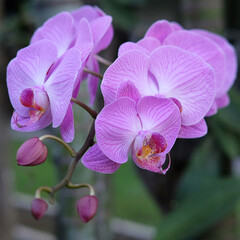 Fototapeta premium Purple orchid flower phalaenopsis, phalaenopsis or falah, butterfly orchids.