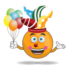Fototapeta premium The Orange mascot character becomes a clown. vector illustration