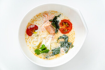 White noodle with Sour prawn soup or Tom Yum Kung noodles