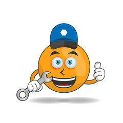 The Orange mascot character becomes a mechanic. vector illustration