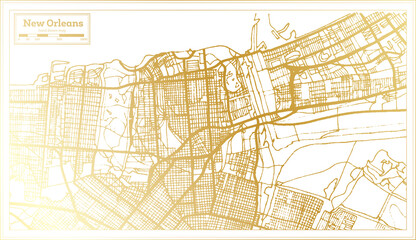New Orleans USA City Map in Retro Style in Golden Color. Outline Map.