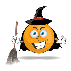 Obraz premium The Orange mascot character becomes a magician. vector illustration