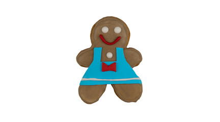 Gingerbread man isolated on white background. classic ginger cookies for Christmas. Homemade cookies. sweet treats for new year holidays. creative gifts and surprises. top view, copy space