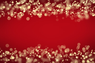 Abstract glitter bokeh background on circle theme with red and golded colours.