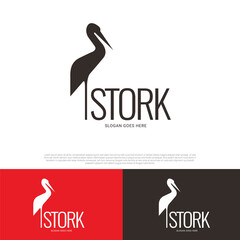 Stork bird logo design
