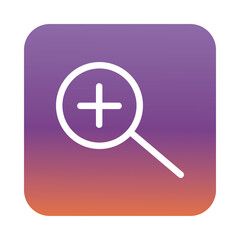 search magnifying glass with pluss symbol block gradient style icon