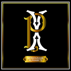 Luxury Logo set with Flourishes Calligraphic Monogram design for Premium brand identity. white and gold Letter on black
background Royal Calligraphic Beautiful Logo. Vintage Drawn Emblem	