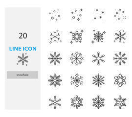 Fototapeta na wymiar set of snowflake thin line icons, winter, christmas, snow