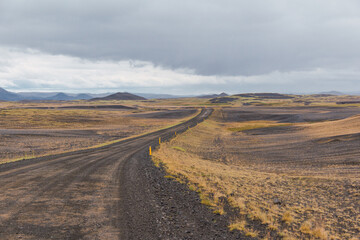 Fototapeta na wymiar Scenic landscape view of Icelandic road