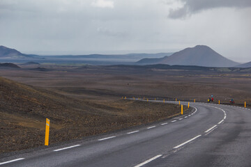 Scenic landscape view of Icelandic road