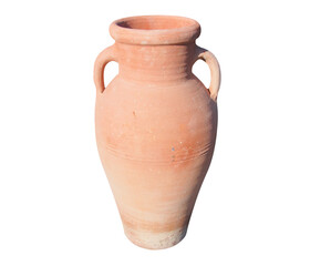 Tunisian clay amphora. Isolated with clipping path.