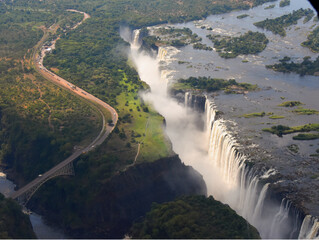 Aerial View from Helicopter Victoria Falls Zambia Zimbabwe Victoria Falls Africa