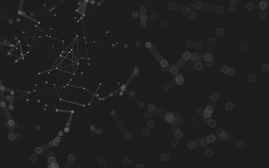 Abstract background. Molecules technology with polygonal shapes, connecting dots and lines. Connection structure. Big data visualization.