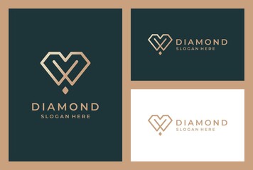 elegant diamond logo design prmium vector.