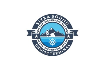 cruise terminal logo design premium vector.