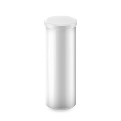 Pills Container Pharmaceutical Product Vector. Medical Pills Blank Package With Closed Cap, Plastic Supplement Jar. Pharmacy Healthcare Remedy Drug Pack Template Realistic 3d Illustration