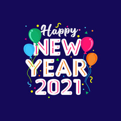 Lettering happy new year 2021 with fireworks